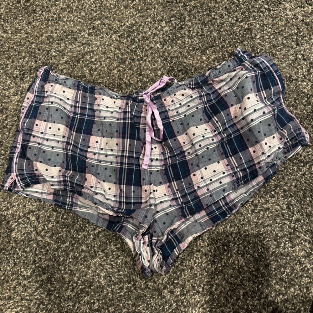 Victoria's Secret Plaid Lounge Shorts in Blue and Pink